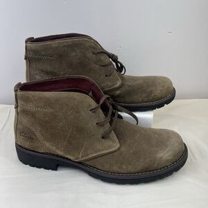 CLARKS MENS ROAR 78599 BROWN ANKLE Chukka BOOTS Sz 12M Suede Leather Lace Up EUC